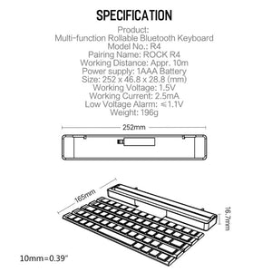 Rollable Wireless Keyboard For Smartphone/ Tablet
