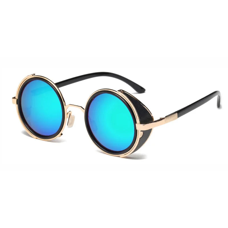 SHAUNA Vintage Steampunk  Round Sunglasses