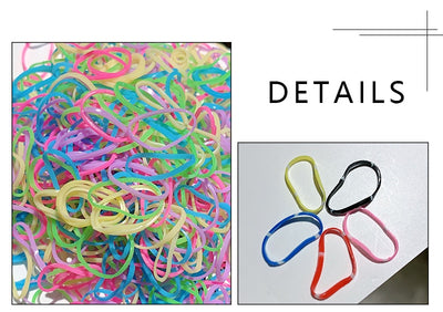 1000pcs/Pack Colorful Disposable Hair Rubber Bands