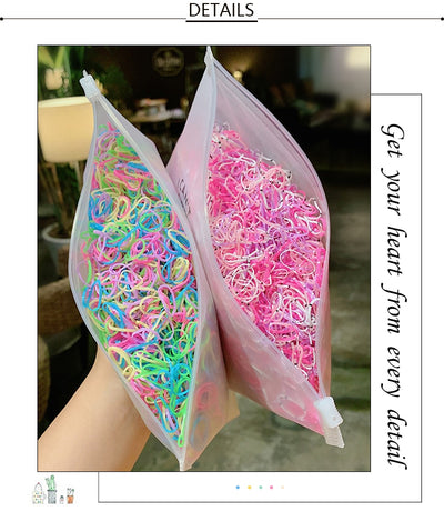 1000pcs/Pack Colorful Disposable Hair Rubber Bands