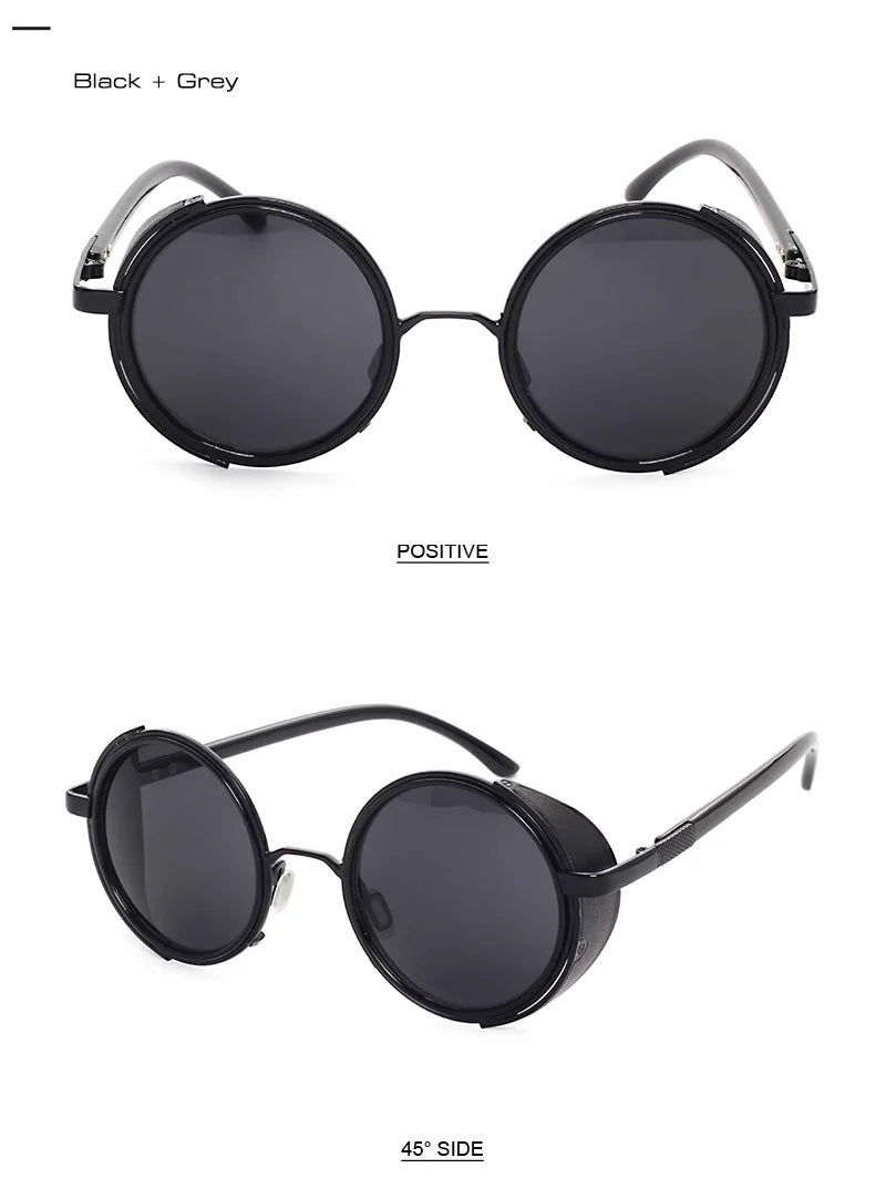 SHAUNA Vintage Steampunk  Round Sunglasses