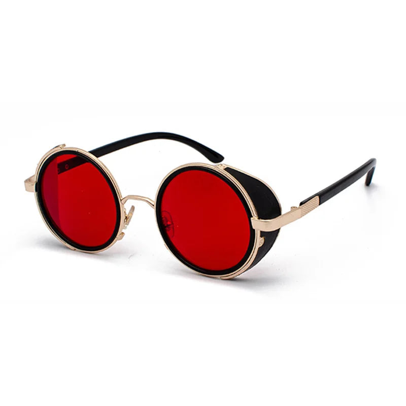SHAUNA Vintage Steampunk  Round Sunglasses