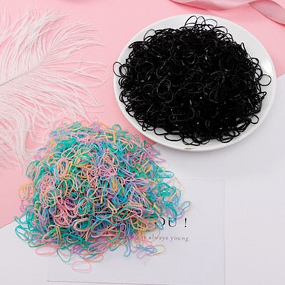 1000pcs/Pack Colorful Disposable Hair Rubber Bands