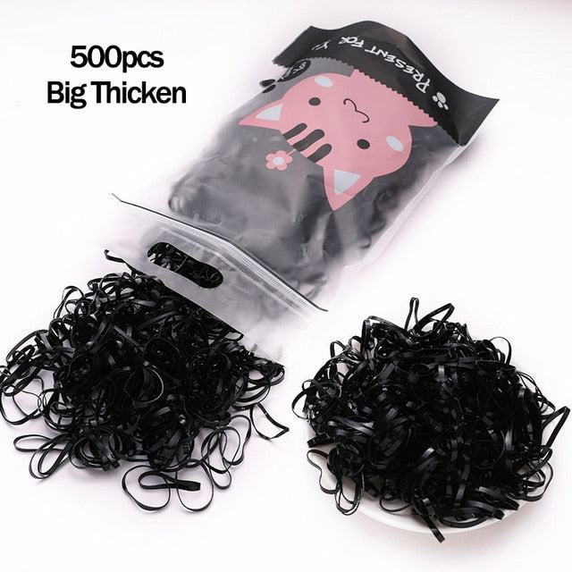 1000pcs/Pack Colorful Disposable Hair Rubber Bands