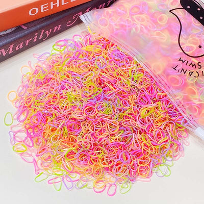 1000pcs/Pack Colorful Disposable Hair Rubber Bands