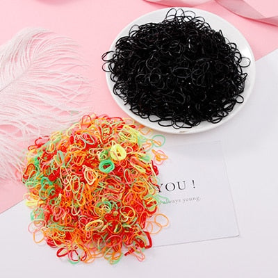 1000pcs/Pack Colorful Disposable Hair Rubber Bands