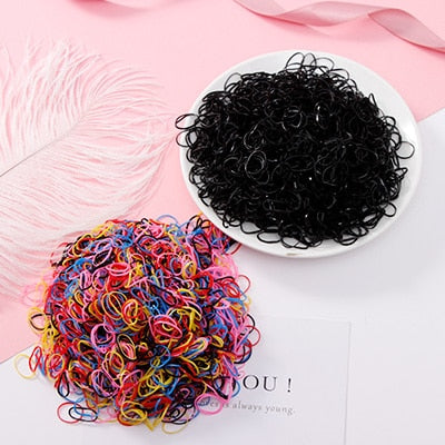 1000pcs/Pack Colorful Disposable Hair Rubber Bands