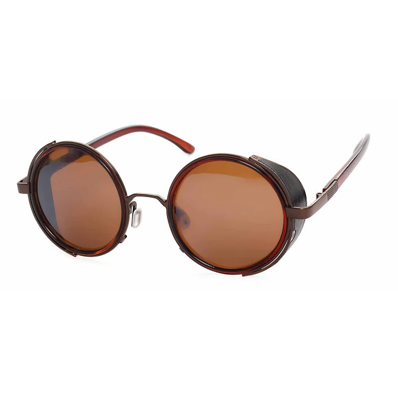 SHAUNA Vintage Steampunk  Round Sunglasses