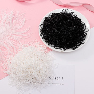 1000pcs/Pack Colorful Disposable Hair Rubber Bands