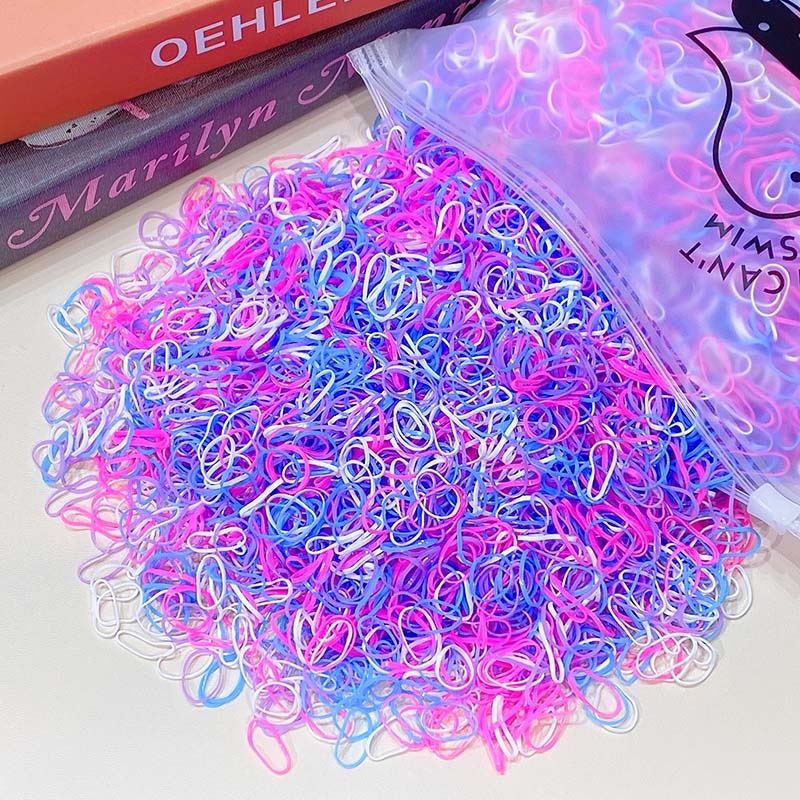 1000pcs/Pack Colorful Disposable Hair Rubber Bands