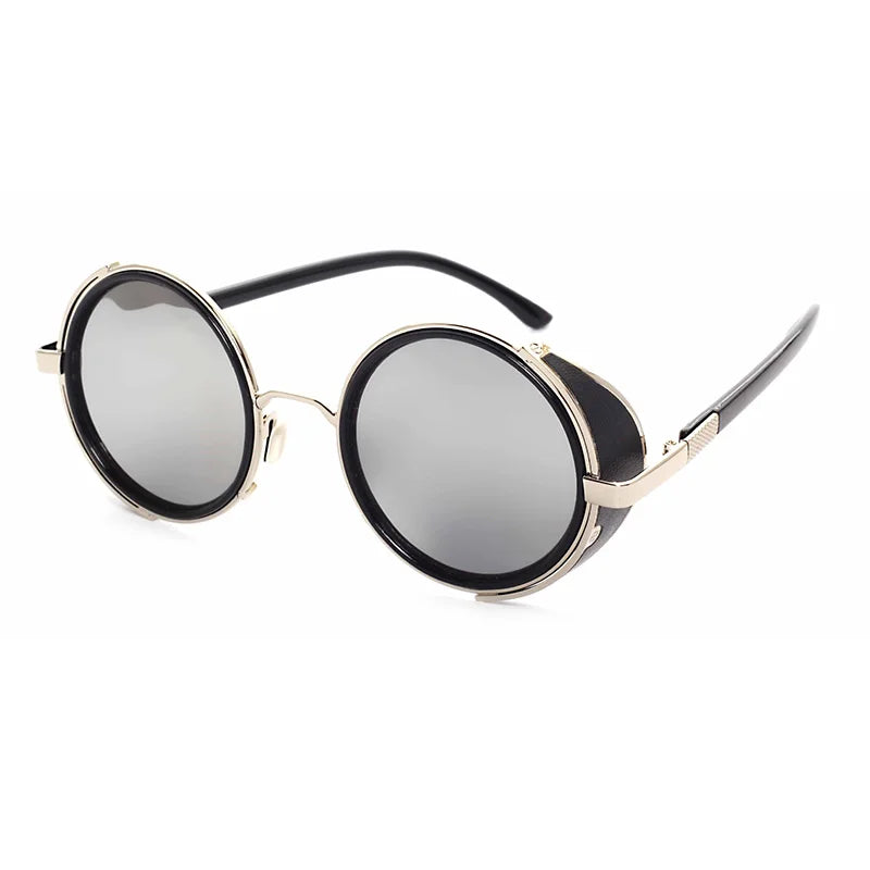 SHAUNA Vintage Steampunk  Round Sunglasses