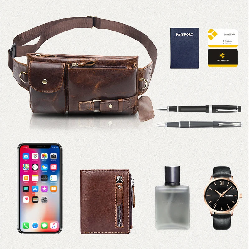 WESTAL Genuine  Leather Travel Waist Pack