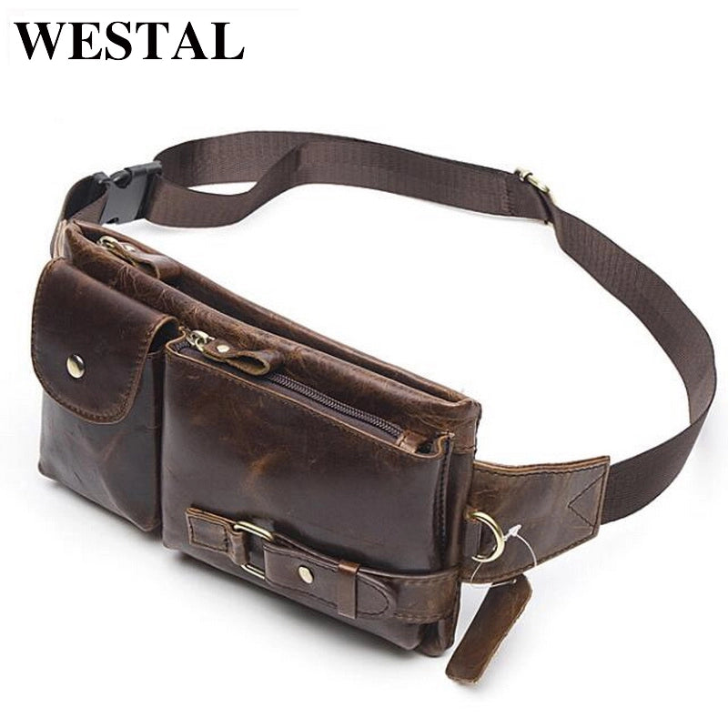 WESTAL Genuine  Leather Travel Waist Pack