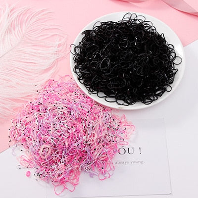 1000pcs/Pack Colorful Disposable Hair Rubber Bands