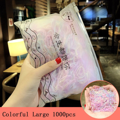 1000pcs/Pack Colorful Disposable Hair Rubber Bands