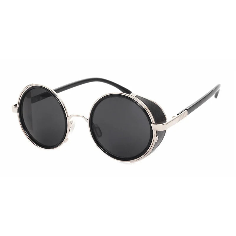 SHAUNA Vintage Steampunk  Round Sunglasses