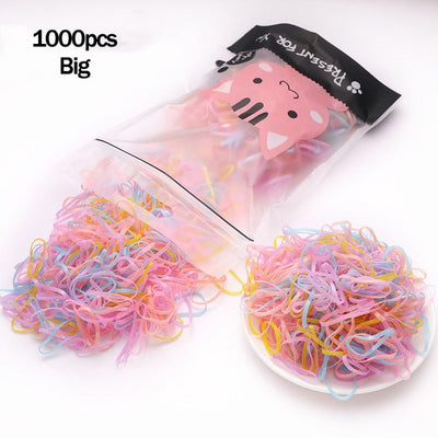 1000pcs/Pack Colorful Disposable Hair Rubber Bands