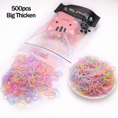 1000pcs/Pack Colorful Disposable Hair Rubber Bands