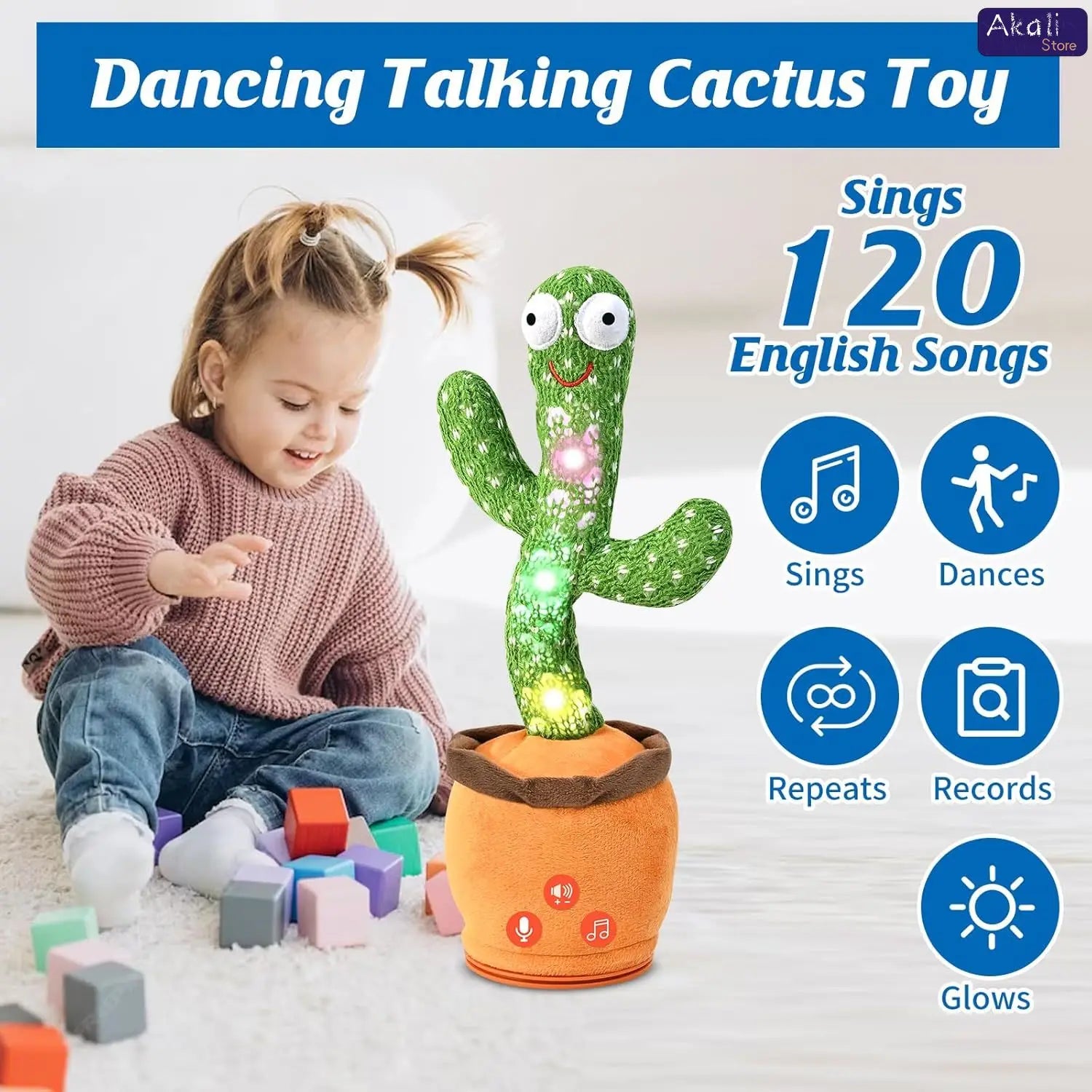 Talking Cactus Toy with LED 120 English Songs