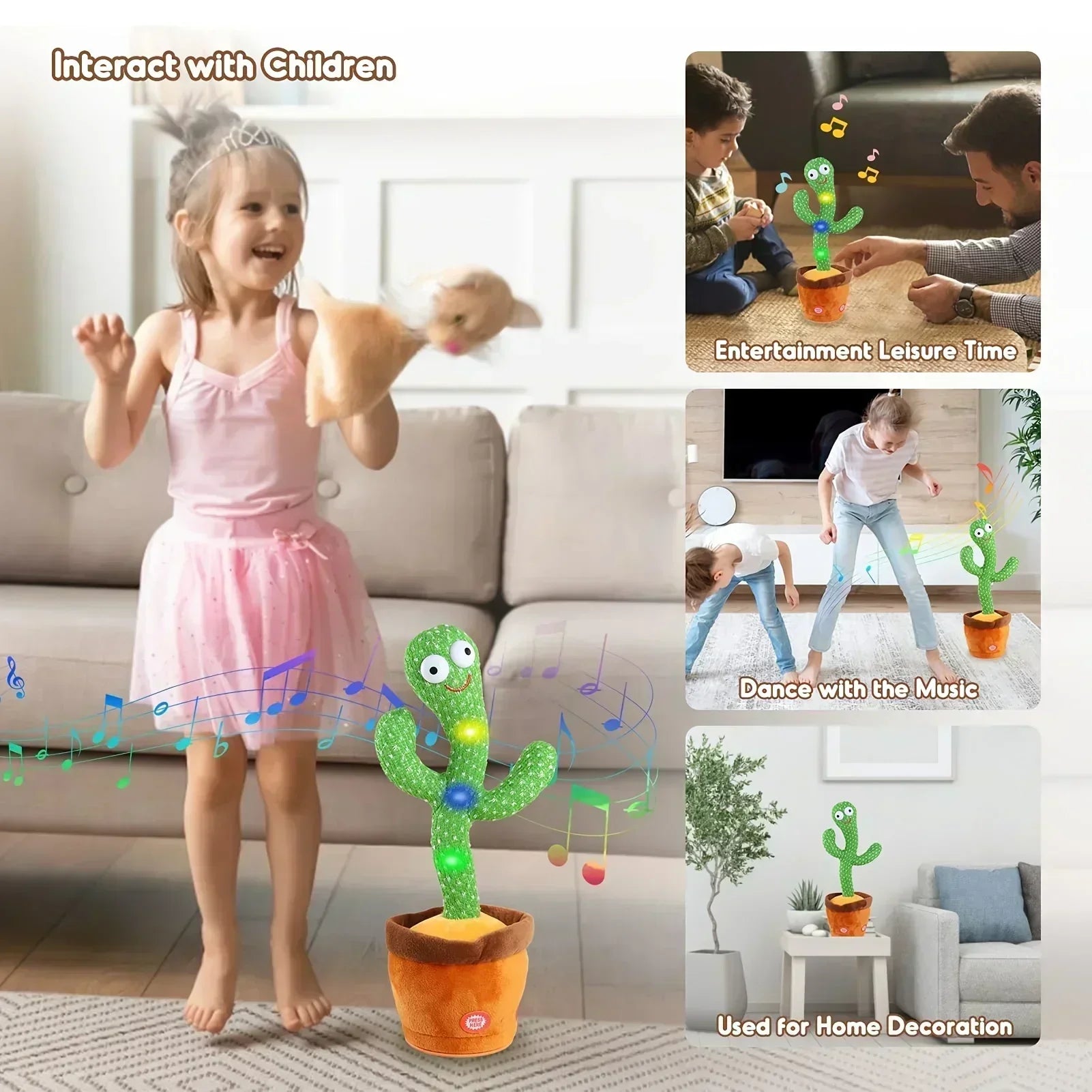 Talking Cactus Toy with LED 120 English Songs