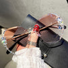 Luxury  Vintage Rimless Rhinestone Sunglasses