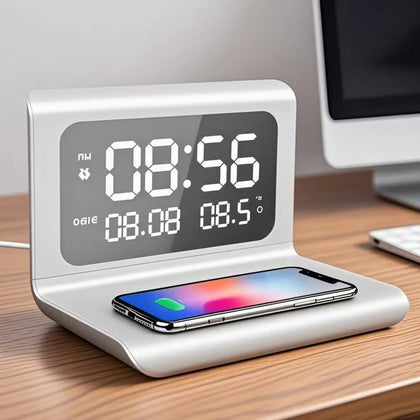 3-in-1 Wireless Phone Charger with Alarm Clock & LED Display
