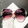 Luxury  Vintage Rimless Rhinestone Sunglasses