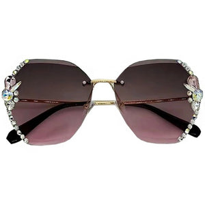 Luxury  Vintage Rimless Rhinestone Sunglasses