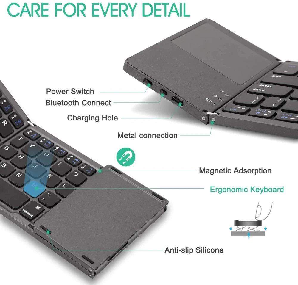 Wireless Foldable Bluetooth Keyboard