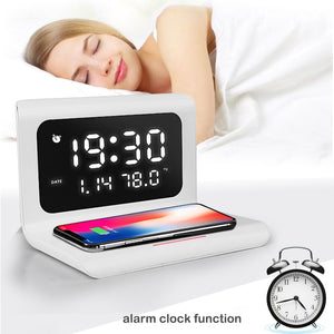 3 in 1 Multi-function  Wireless Phone Charger with Alarm Clock