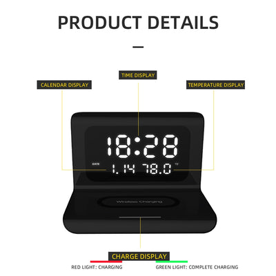 3 in 1 Multi-function  Wireless Phone Charger with Alarm Clock