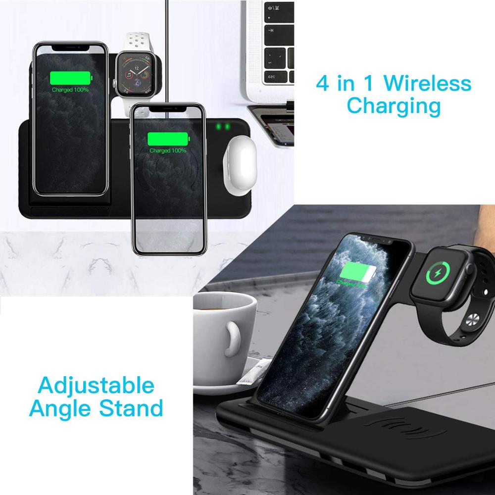 4 in 1Fast Wireless Foldable Charger Stand For iPhone and Apple Watch