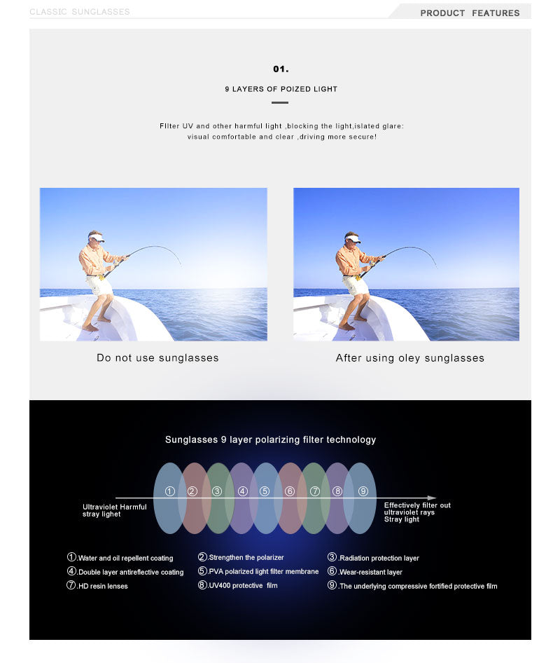 OLEY  Brand Bamboo Polarized Sunglasses