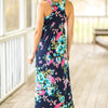 Women’s Navy Floral Maxi Dress