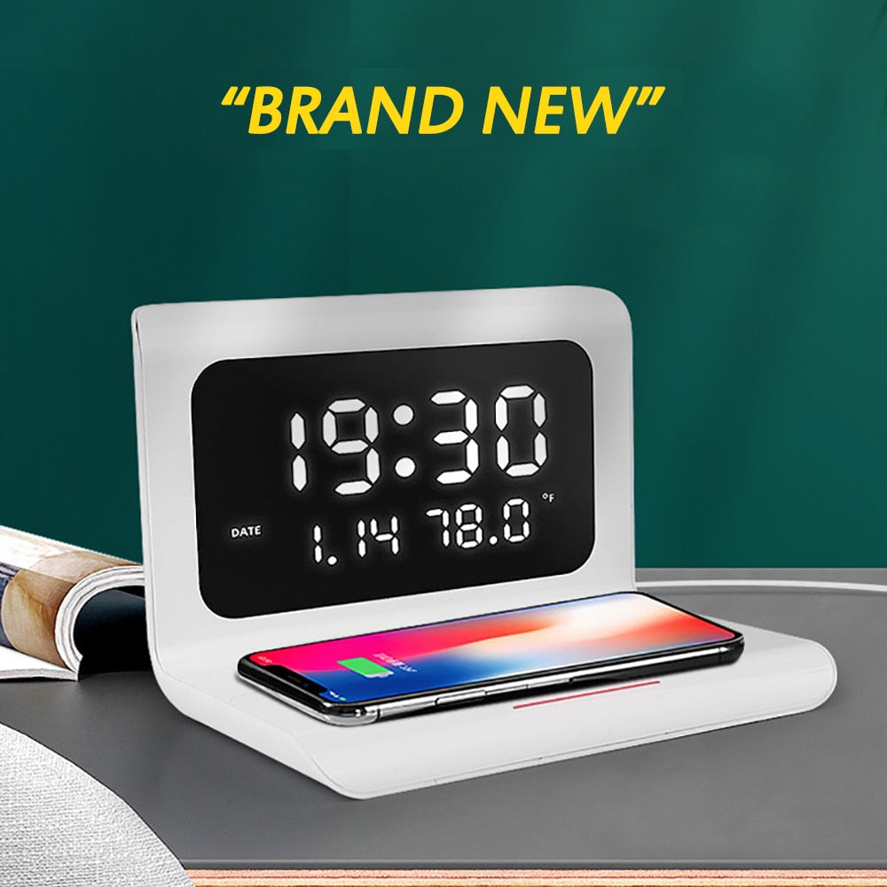 3 in 1 Multi-function  Wireless Phone Charger with Alarm Clock