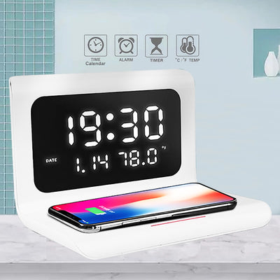 3 in 1 Multi-function  Wireless Phone Charger with Alarm Clock