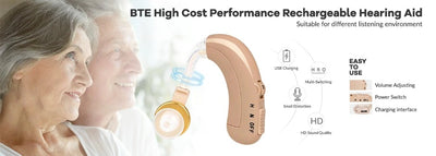 USB Rechargeable Hearing Aids Mini Ear Hearing Amplifier Adjustable