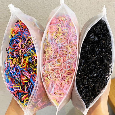 1000pcs/Pack Colorful Disposable Hair Rubber Bands