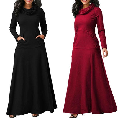 Women Long Sleeve Maxi Dress With Pocket