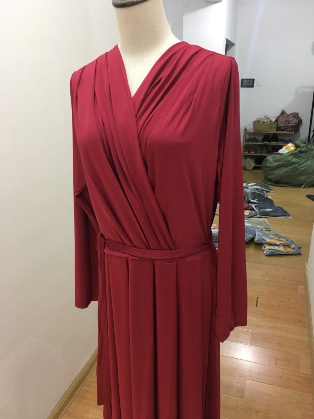 Elegant Pleated Full Length Dress