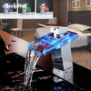 Bathroom Glass Waterfall LED Faucet