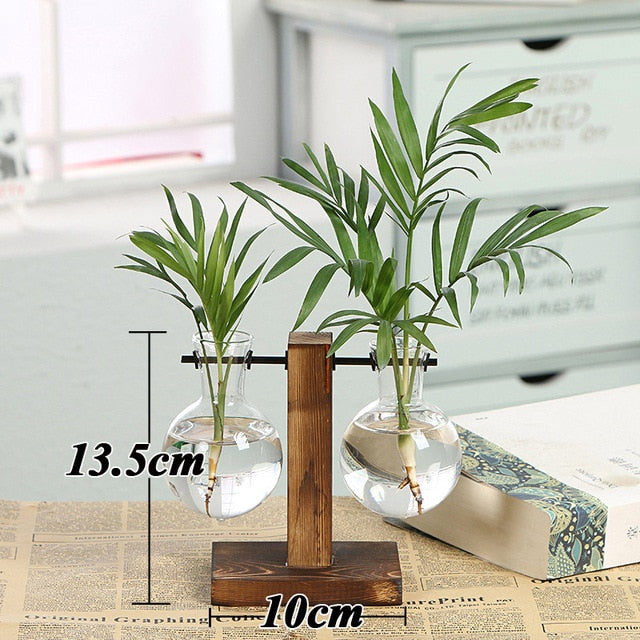 Terrarium Creative Hydroponic Plant Transparent Wooden Frame Vase