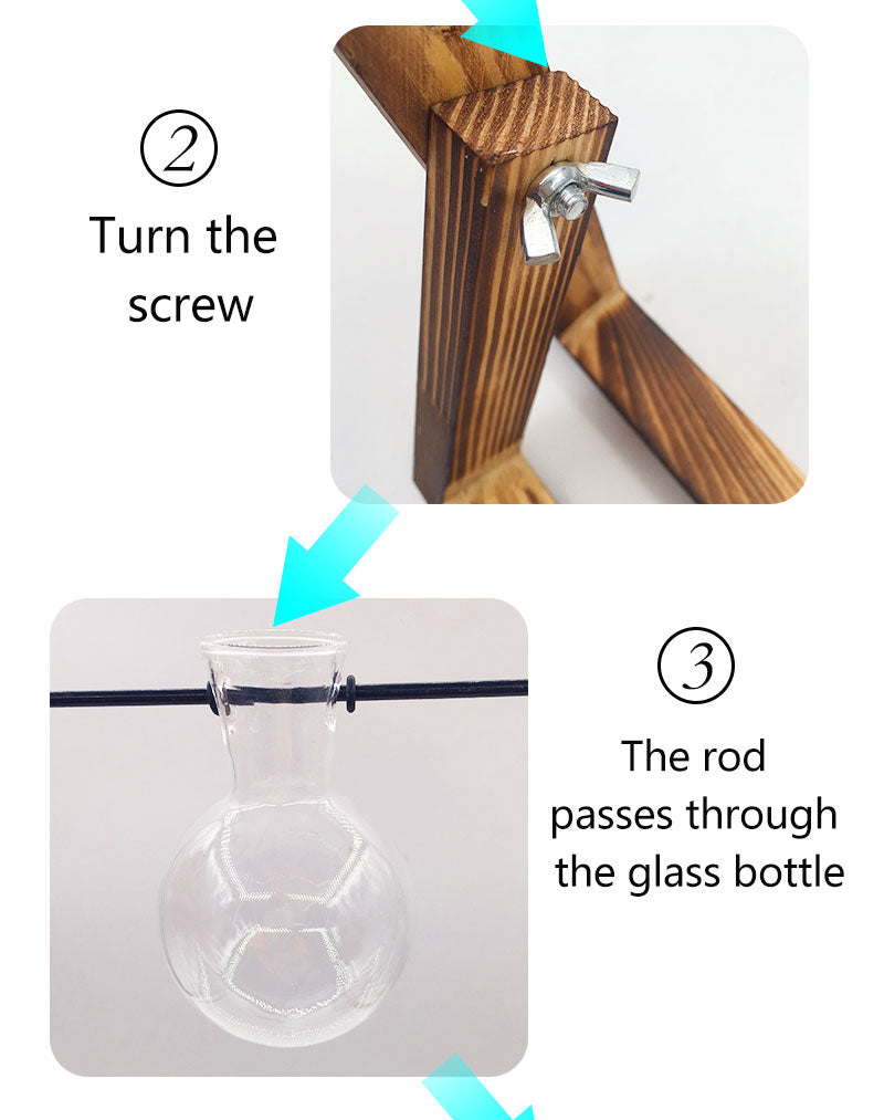 Terrarium Creative Hydroponic Plant Transparent Wooden Frame Vase