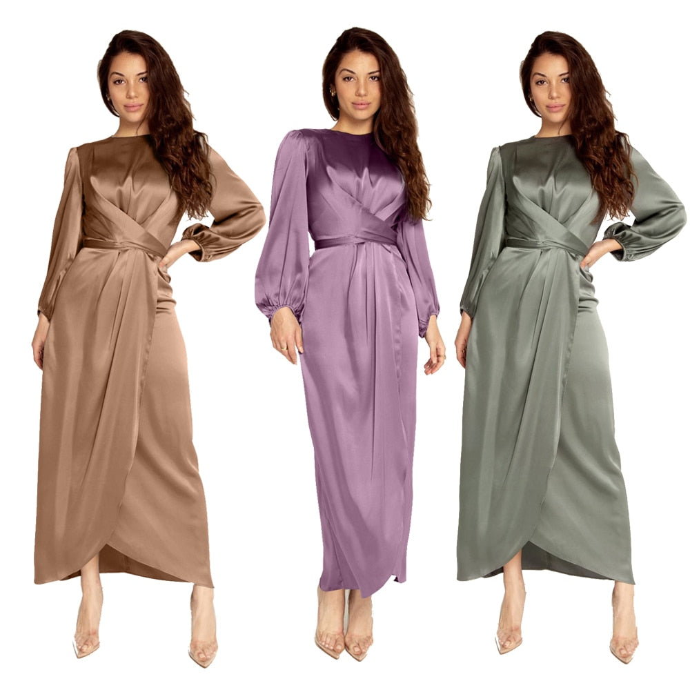 Fashionable Satin Maxi Dress