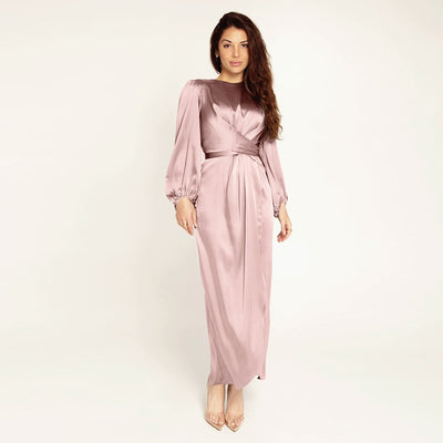 Fashionable Satin Maxi Dress