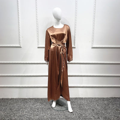 Fashionable Satin Maxi Dress