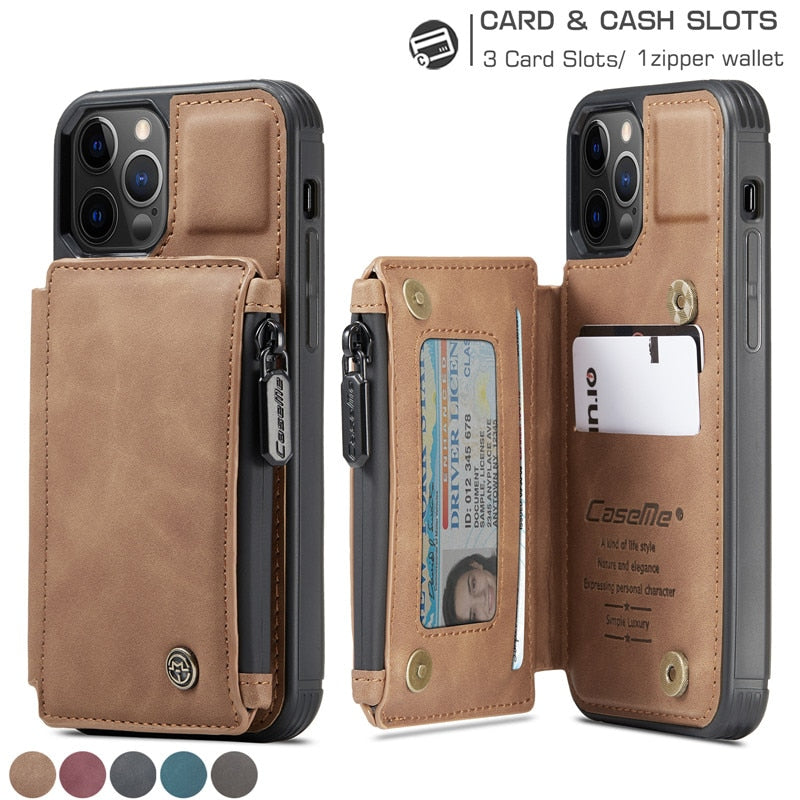 Luxury Genuine Leather iPhone Wallet Case