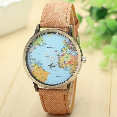 Mini World Map Quartz Watch