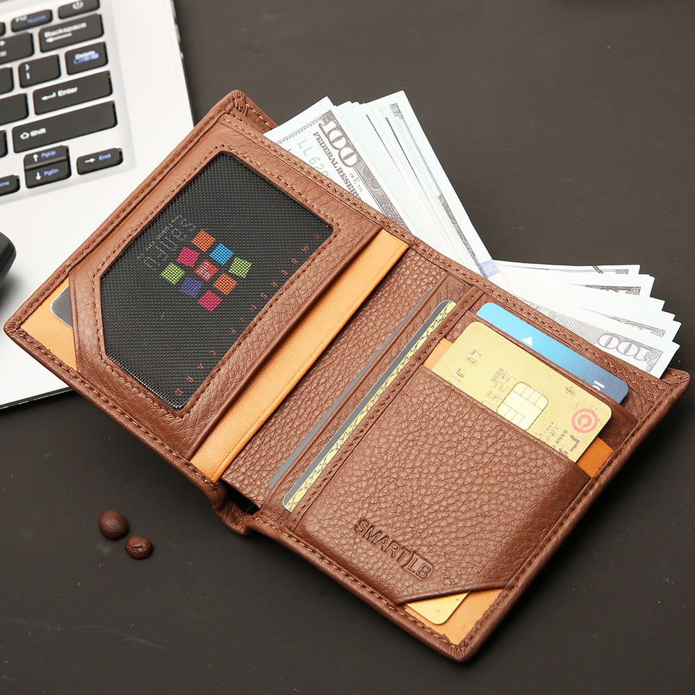 Smart Genuine Leather Wallet - Anti Lost Tracker