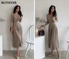 Elegant V-neck Soft Sweater Dress